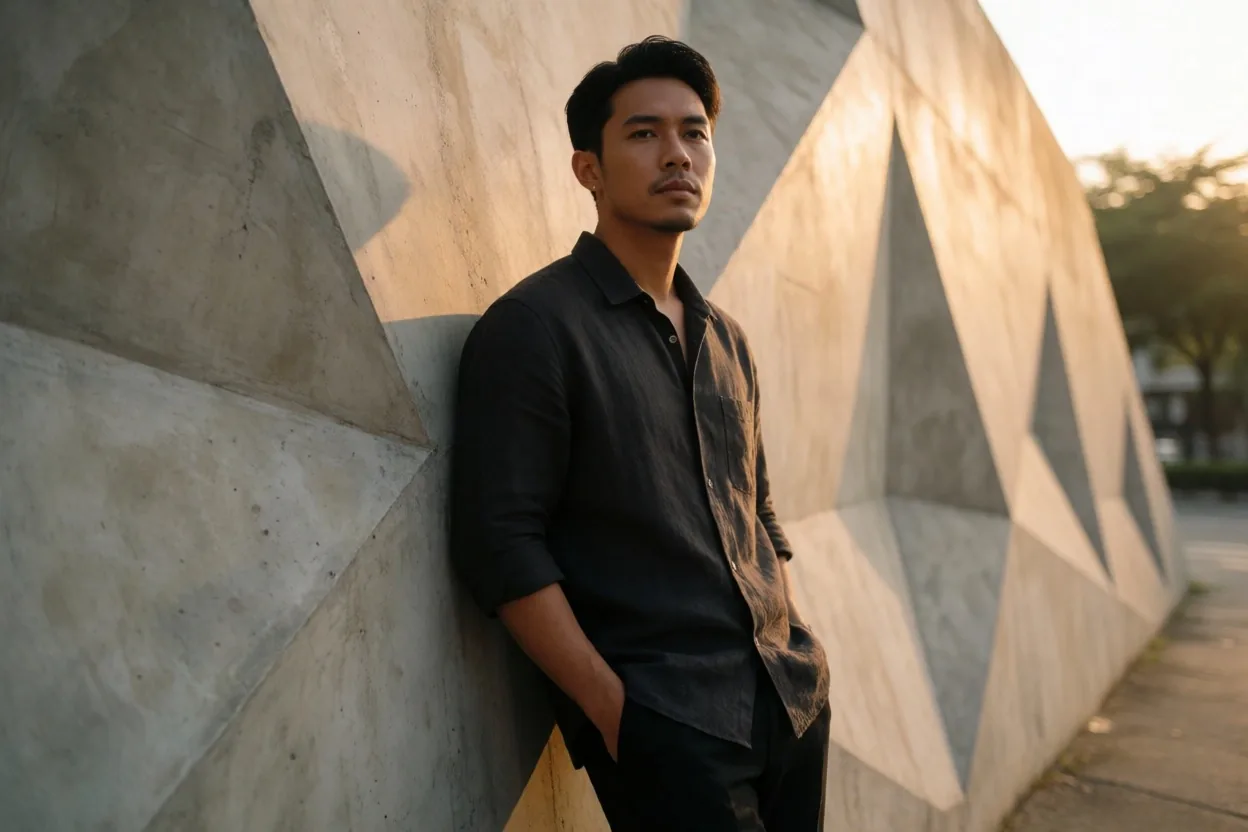 Indonesian man in urban Semarang setting